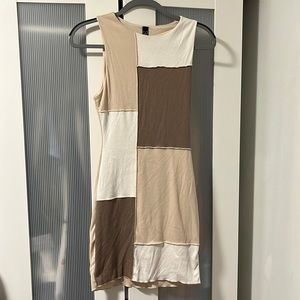Beige Color Block Dress
